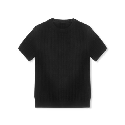 wool polo crew neck cable