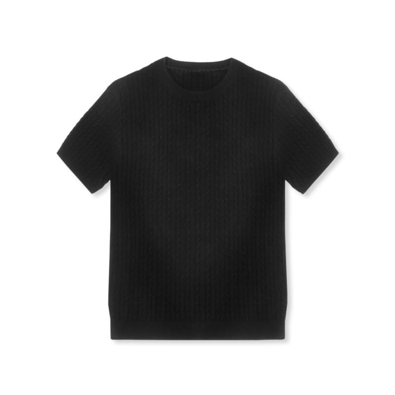 wool polo crew neck cable