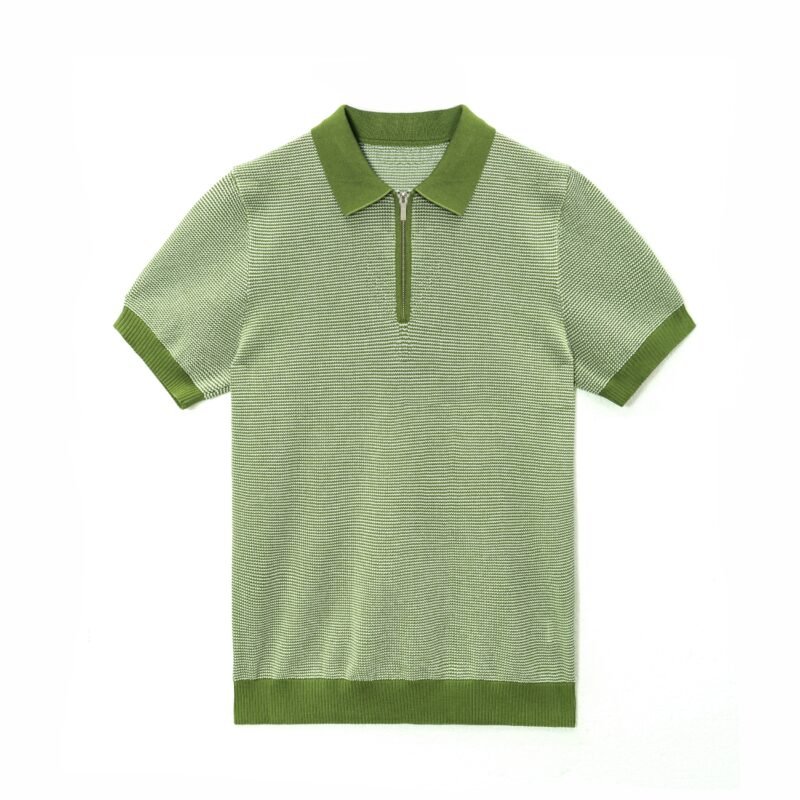 cashmere T-shirt 1/4 zip crochet