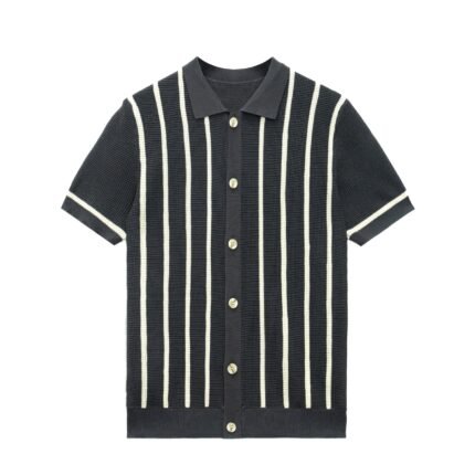 Summer lightweight sweaters striped weave polo T-shirt mens Sweaters solution Ainear-clothing