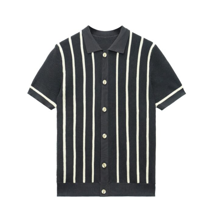 Summer lightweight sweaters striped weave polo T-shirt mens Sweaters solution Ainear-clothing
