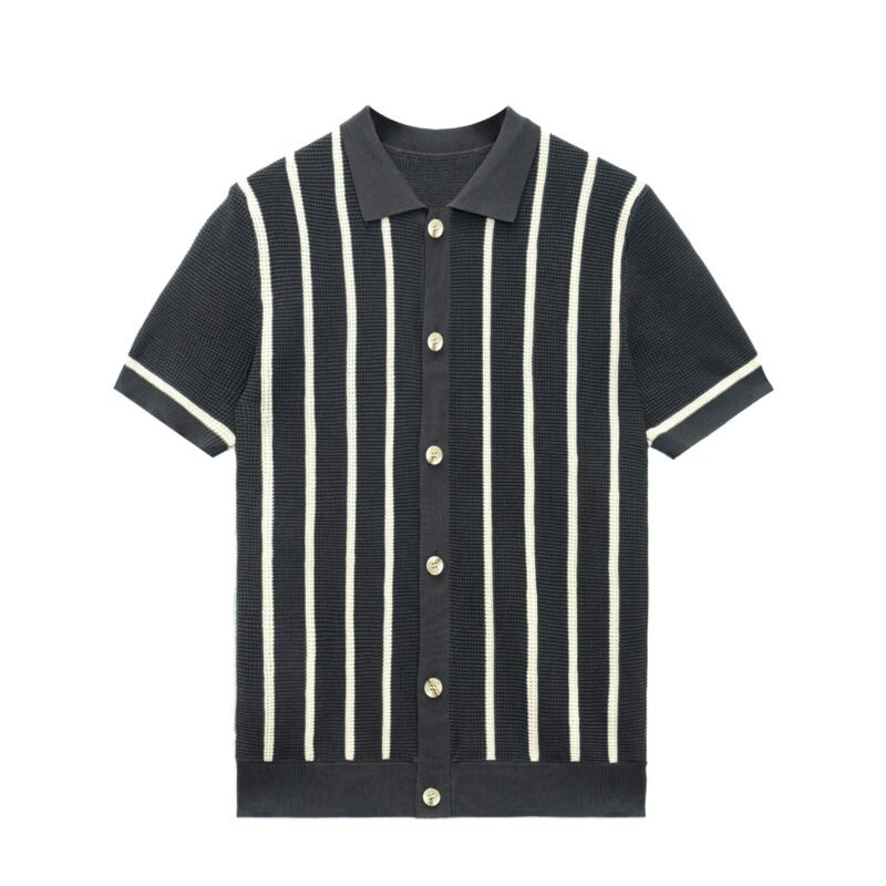 cotton T-shirt cardigan striped crochet