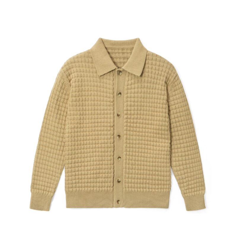cotton cardigan weave striped button