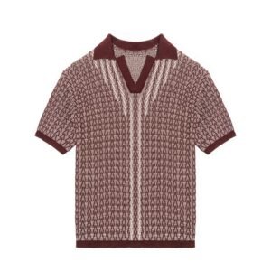 acrylic polo open weave crochet v neck
