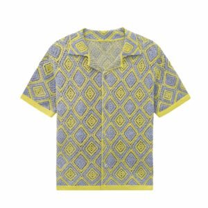 linen polo cardigan T-shirt crochet waffle