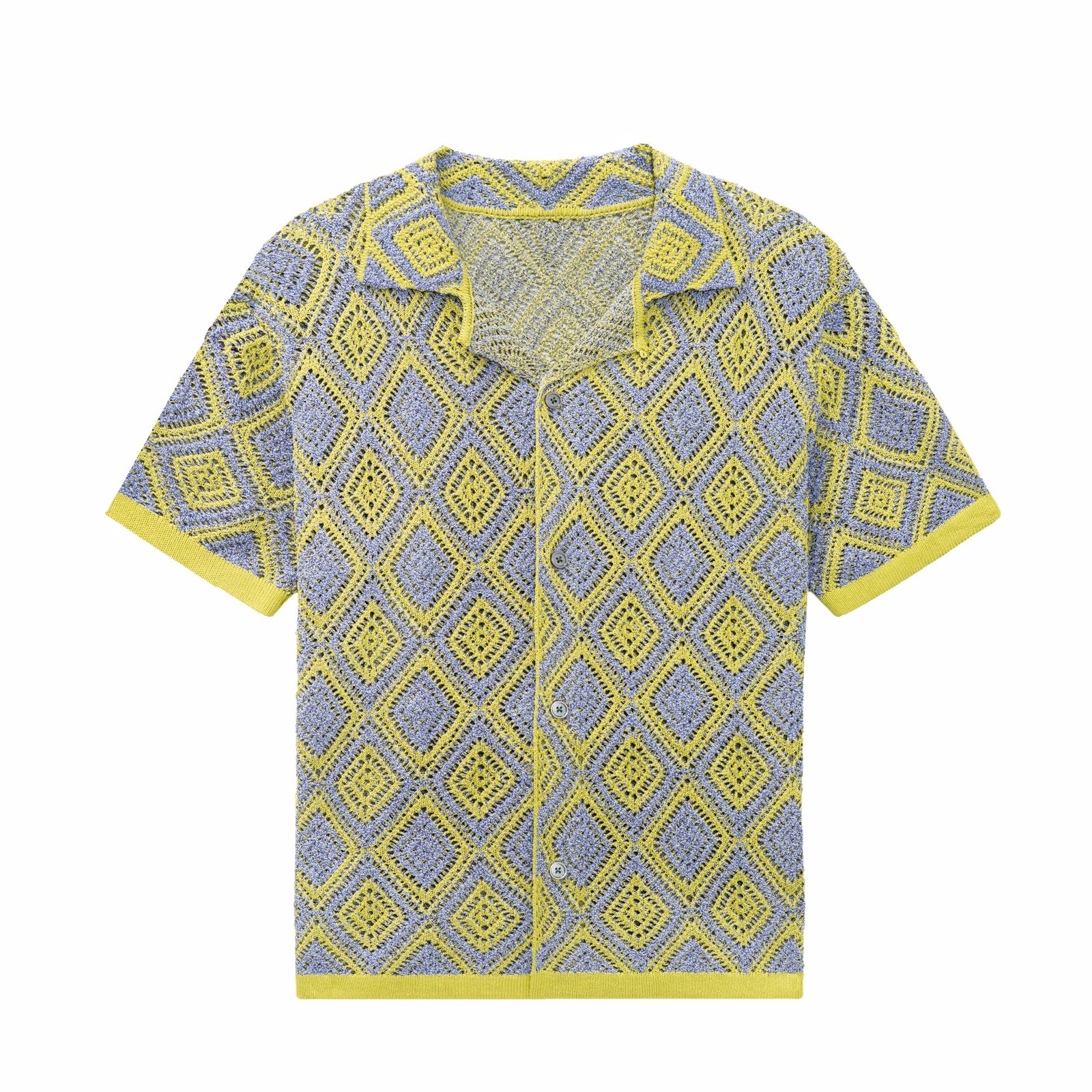 Summer knit sweaters summer weight sweaters waffle linen crochet polo T-shirt mens Sweaters factory Ainear-clothing
