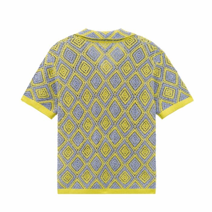 Summer knit sweaters summer weight sweaters waffle linen crochet polo T-shirt mens Sweaters factory Ainear-clothing