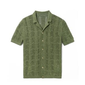 cotton polo T-shirt cardigan open work graphic