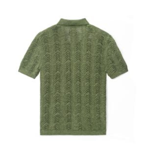 cotton polo T-shirt cardigan open work graphic