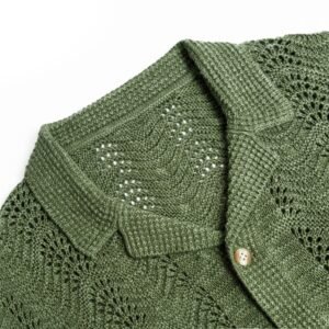 cotton polo T-shirt cardigan open work graphic