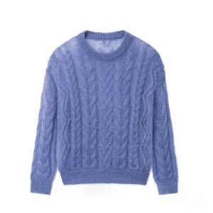 mohair pullover open work weave cable weave striped