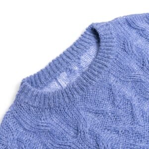 mohair pullover open work weave cable weave striped