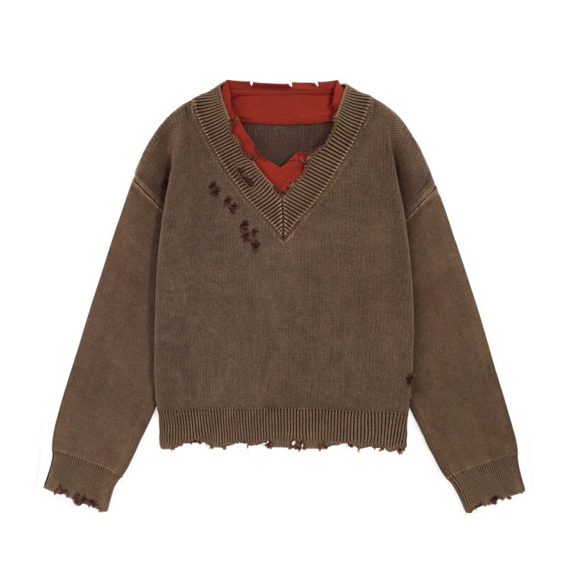 acrylic pullover distressed ripped