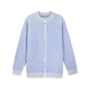 wool cardigan ribbed full zip