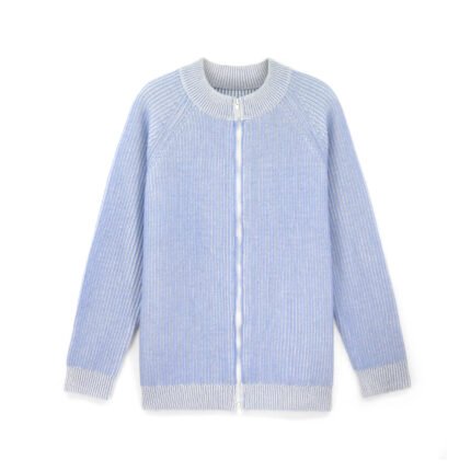 wool cardigan ribbed full zip