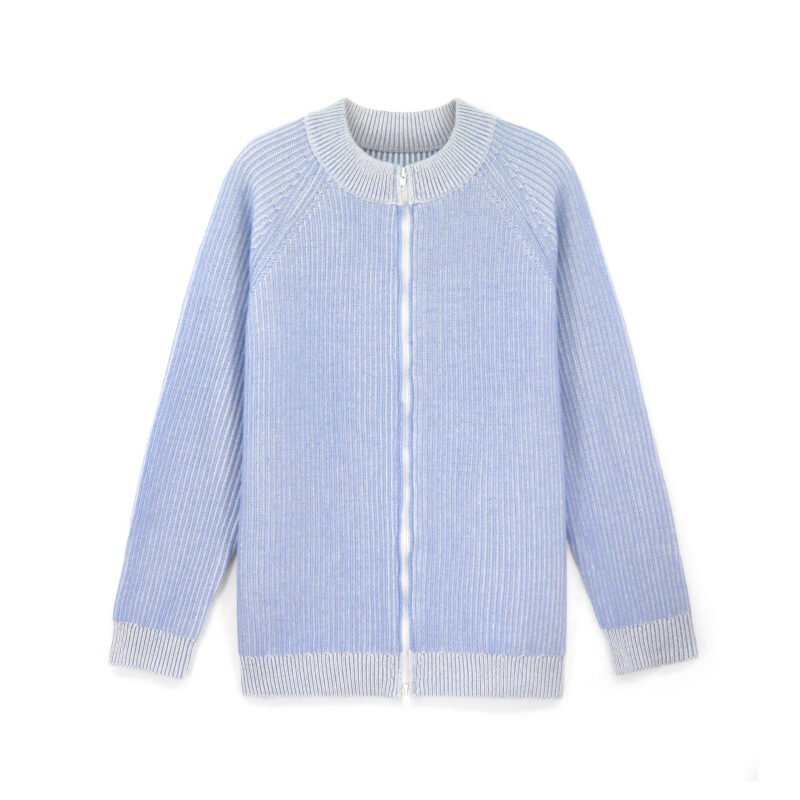 wool cardigan ribbed full zip