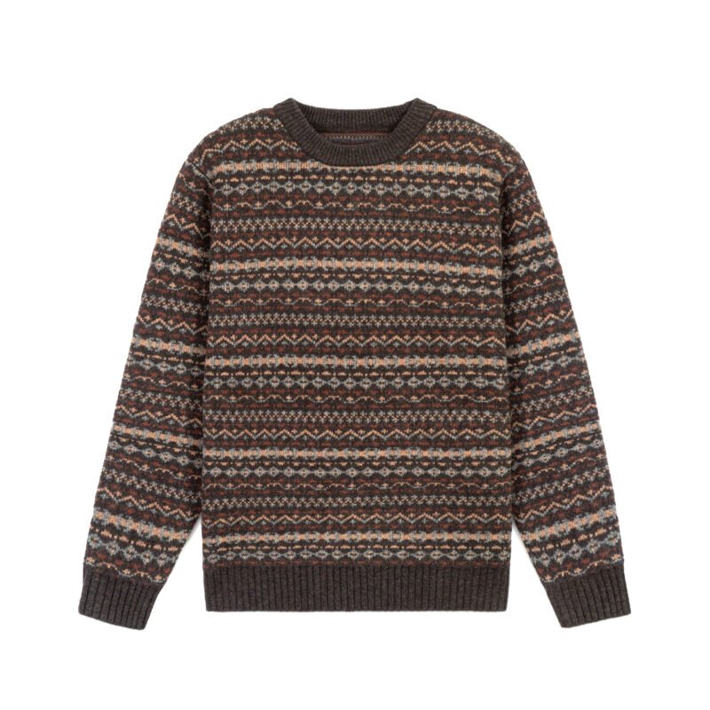 wool pullover aztec striped graphic