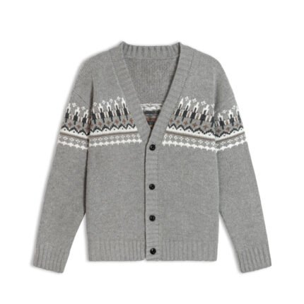 wool cardigan deep v neck fair isle
