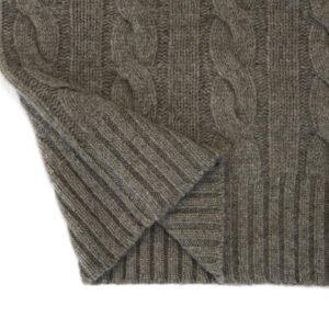 wool pullover cable polo neck zip