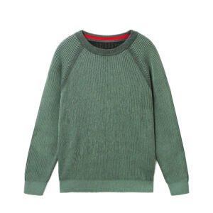 cotton pullover ribbed round collar