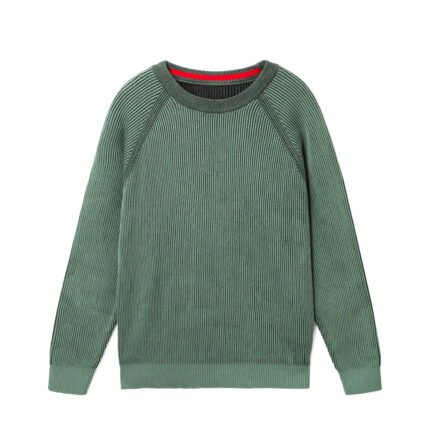 cotton pullover ribbed round collar