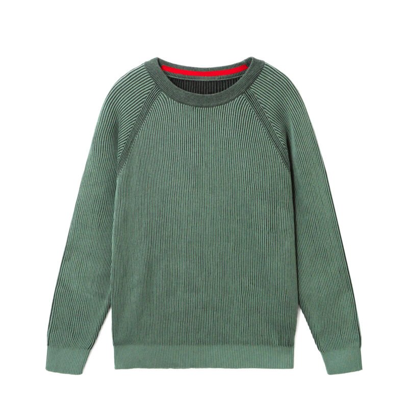 cotton pullover ribbed round collar