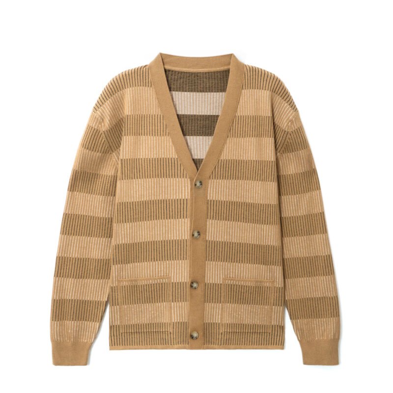 cotton cardigan jacquard striped