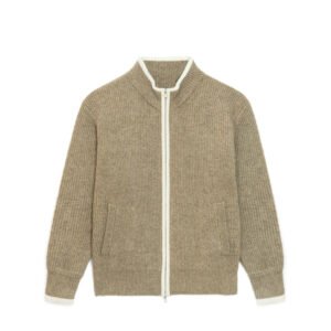 wool cardigan full zip ribbed