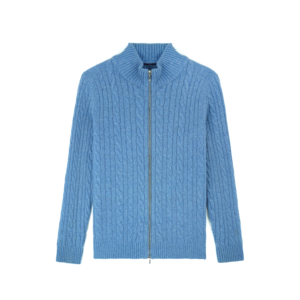 wool cardigan cable full zip