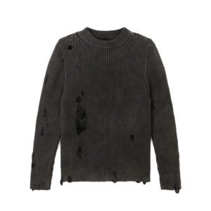 cotton pullover ripped ribbed