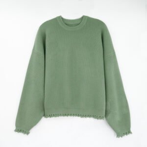 viscose pullover ripped ribbed