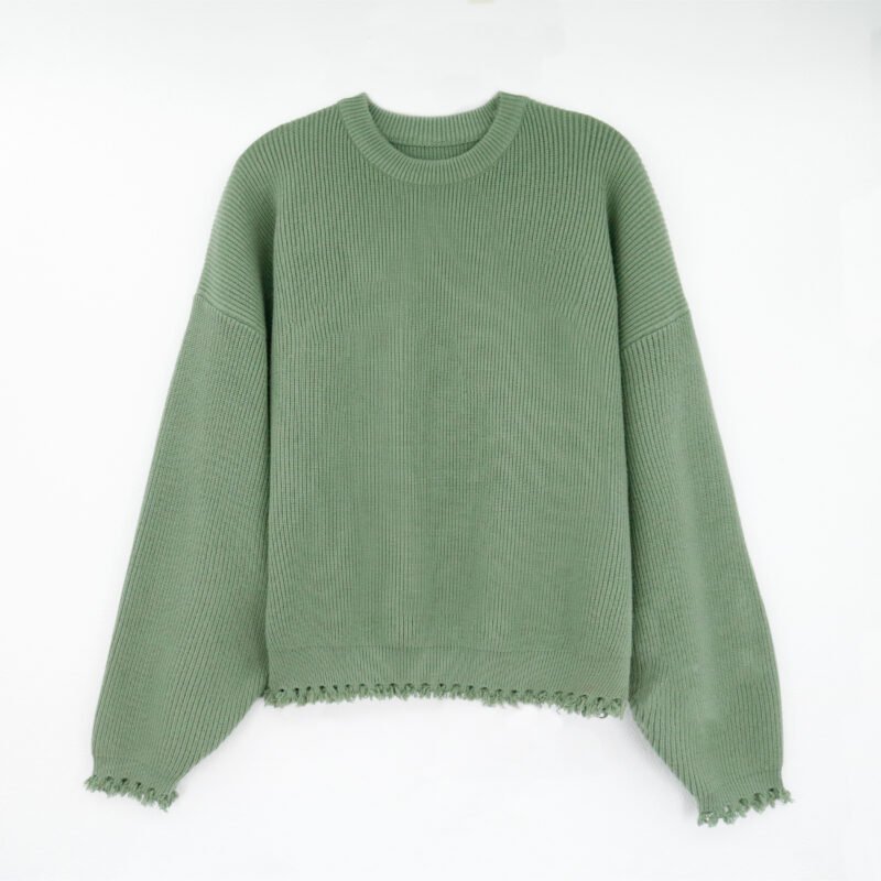 viscose pullover ripped ribbed
