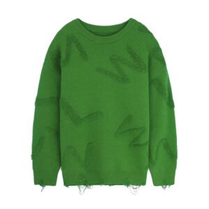 acrylic pullover ripped graphic