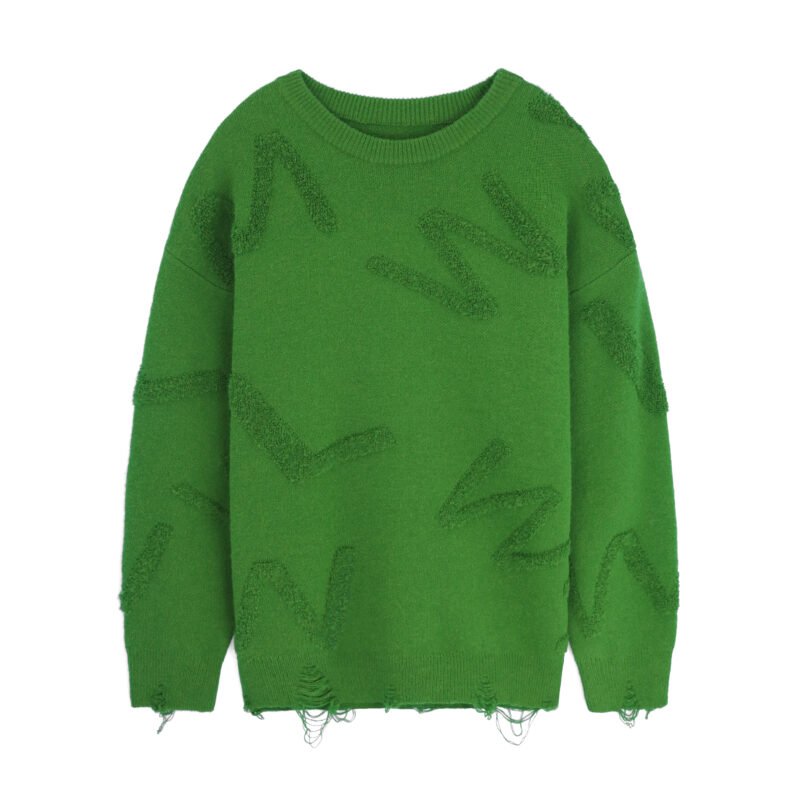 acrylic pullover ripped graphic