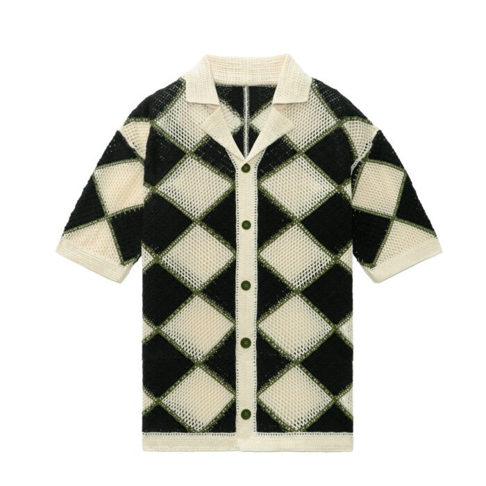 Hollow sweater summer sweaters light acrylic waffle polo T-shirt mens Sweaters distributor Ainear-clothing