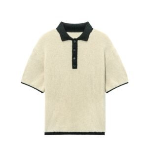 viscose polo T-shirt crochet weave