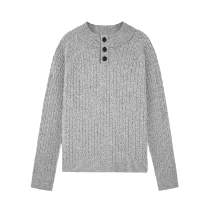 wool  pullover cable button