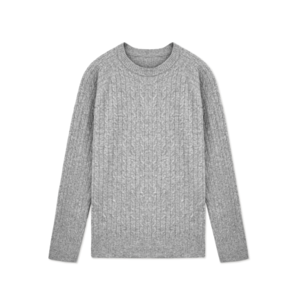 wool  pullover crew neck cable