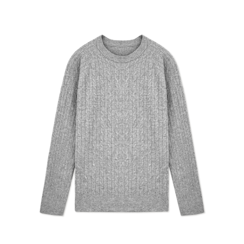 wool pullover crew neck cable