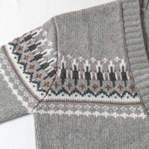 wool cardigan deep v neck fair isle