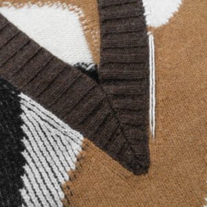wool Vest patchwork v neck