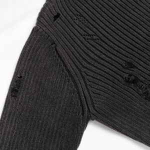 cotton pullover ripped ribbed