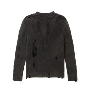 cotton pullover ripped ribbed