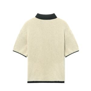 viscose polo T-shirt crochet weave