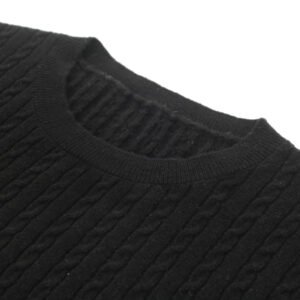 wool polo crew neck cable