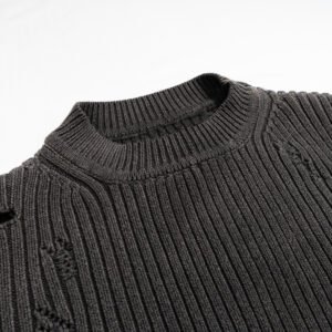 cotton pullover ripped ribbed