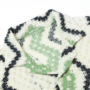 cotton T-shirt cardigan Open weave striped