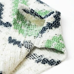 cotton T-shirt cardigan Open weave striped