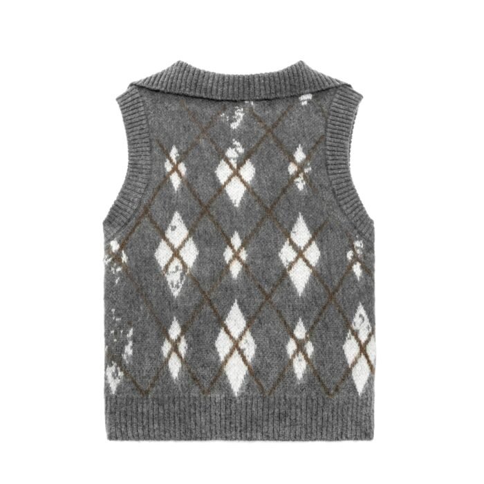 sleeveless sweaters for men v neck waffle graphic 100 wool mens Sweaters supplier Ainear-clothing