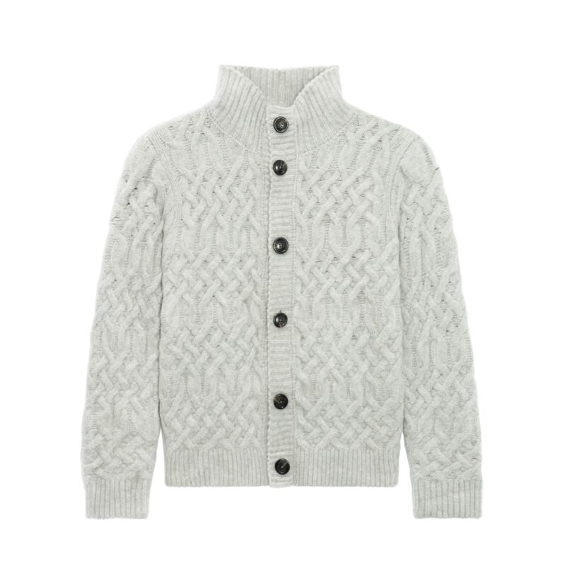 cashmere cardigan cable weave striped